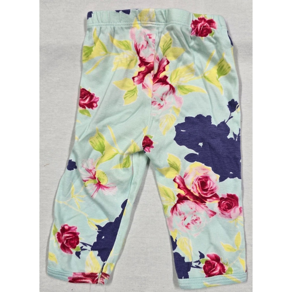 Baby Nay Infant Girl 6M Floral Peplum Wrap Top and Leggings Set Mint Pink Navy - Picture 9 of 10